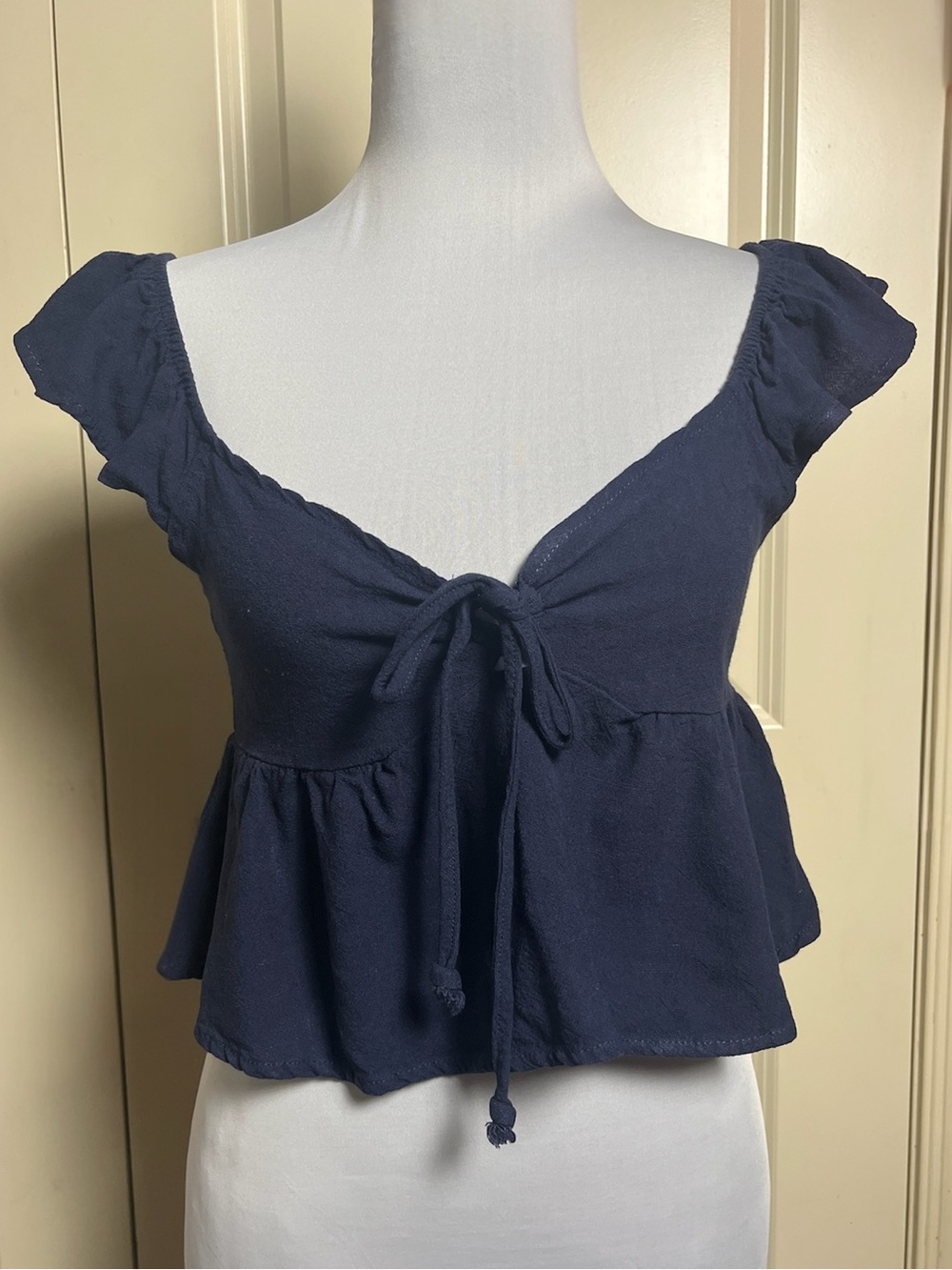 Navy blue cotton tank blouse